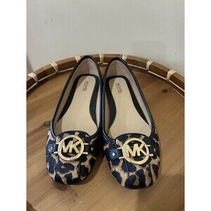 MICHAEL KORS Nori Ballet Flats LEOPARD Print Calf hair  Women’s Size 8